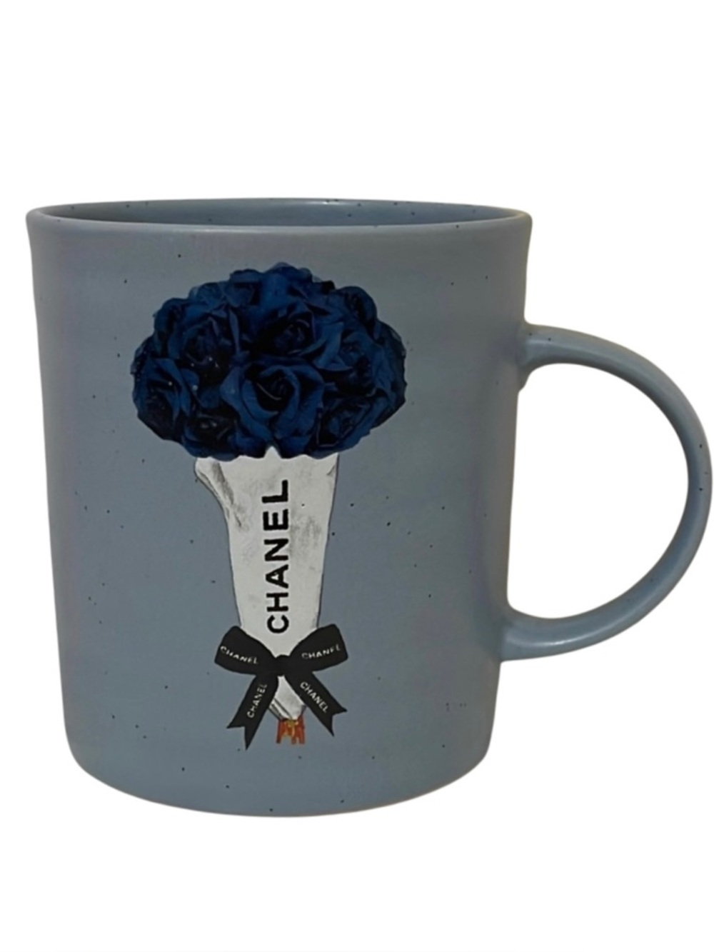 Amanda Greenwood Art Blue Floral Bouquet Ceramic Mug Chic Coffee Cup Gift NWT